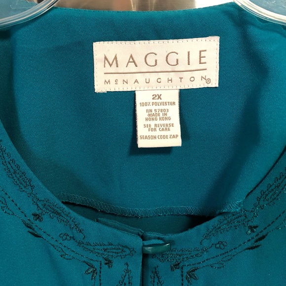 LIKE NEW Maggie McNaughton Teal Pantsuit 2X - Picture 3 of 8